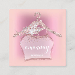 Roze Cloth Hanger Diamond Mode Boutique Vierkante Visitekaartje