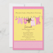 Roze Clothesline Baby shower Uitnodiging (Voorkant)
