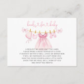 Roze Clothesline Meisje Baby shower Boek Verzoek Informatiekaartje (Voorkant)