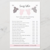 Roze Clothesline Raad wie baby shower spel (Voorkant)