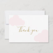 Roze Cloud Baby shower Meisje Dank u kaart (Voorkant)