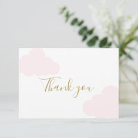 Roze Cloud Baby shower Meisje Dank u kaart