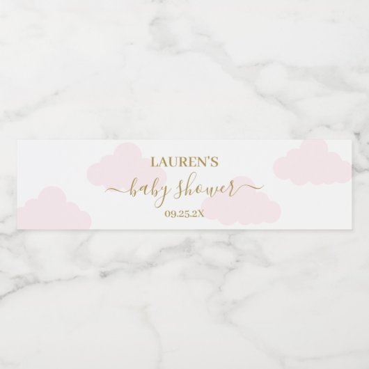 Roze Cloud Baby shower Meisje Drank Label Set Waterfles Etiket (Enkel label)