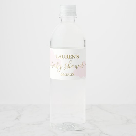 Roze Cloud Baby shower Meisje Drank Label Set Waterfles Etiket (Voorkant)