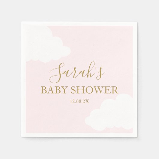 Roze Cloud Baby shower servetten (Voorkant)