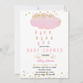 Roze cloud baby shower-uitnodiging kaart (Voorkant)
