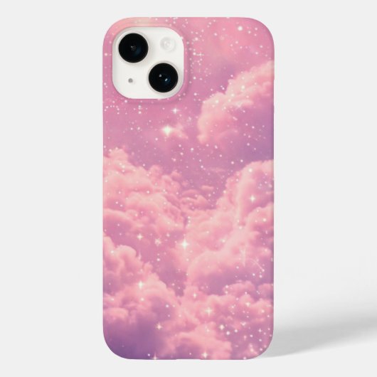 Roze Cloud Esthetische iPhone Case Dromerige Sky D (Achterkant)