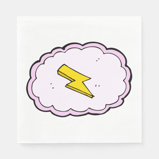 Roze cloud - geel bliksembolt Napkins Servet (Voorkant)