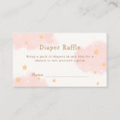 Roze Cloud Nine Meisje Luier Raffle Baby shower Informatiekaartje (Voorkant)