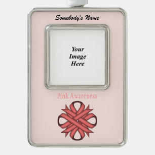 Roze Clover Ribbon Tmpl (V-O) van Kenneth Yoncich Verzilverd Omlijst Ornament