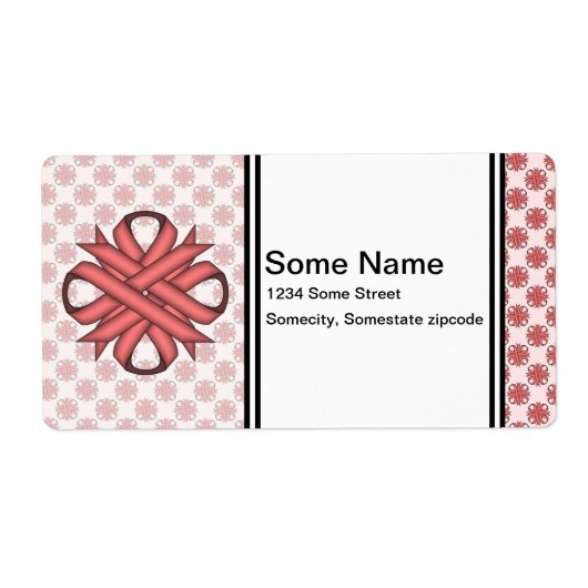 Roze Clover Ribbon van Kenneth Yoncich Etiket (Voorkant)