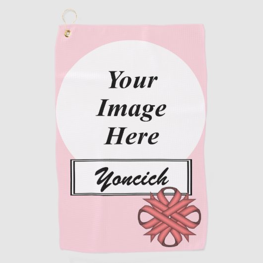 Roze Clover Ribbon van Kenneth Yoncich Golfhanddoek (Voorkant)