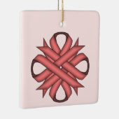 Roze Clover Ribbon van Kenneth Yoncich Keramisch Ornament (Rechts)