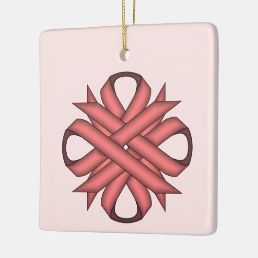 Roze Clover Ribbon van Kenneth Yoncich Keramisch Ornament (Links)