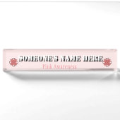 Roze Clover Ribbon van Kenneth Yoncich Naambordje (Voorkant)