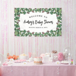 Roze Clovers Girl Baby shower Welkom Spandoek