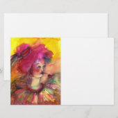ROZE CLOWN, fuchsia roze geel wit Briefpapier (Voorkant / Achterkant)