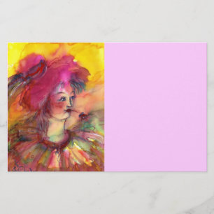 ROZE CLOWN, fuchsia roze geel wit Briefpapier