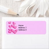 Roze cluster van harten etiket (Insitu)