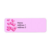 Roze cluster van harten etiket (Voorkant)