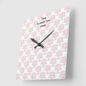 Roze coatroon met aangepaste tekst. vierkante klok (Hoek)