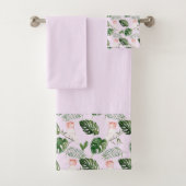 Roze Cockatiel Groene Palmbladeren Bad Handdoek (Insitu)