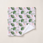 Roze Cockatiel Groene Palmbladeren Bad Handdoek (Wasdoekje)