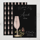 Roze Cocktail Bachelorette Party Kaart (Voorkant / Achterkant)