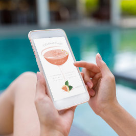 Roze Cocktail Bachelorette Party Kaart