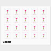 Roze Cocktail Bachelorette Party Vierkante Sticker (Vel)