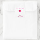 Roze Cocktail Bachelorette Party Vierkante Sticker (Tas)