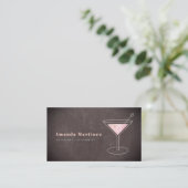 Roze Cocktail Bartender Mixologist schoolbord Visitekaartje (Staand voorkant)