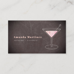 Roze Cocktail Bartender Mixologist schoolbord Visitekaartje