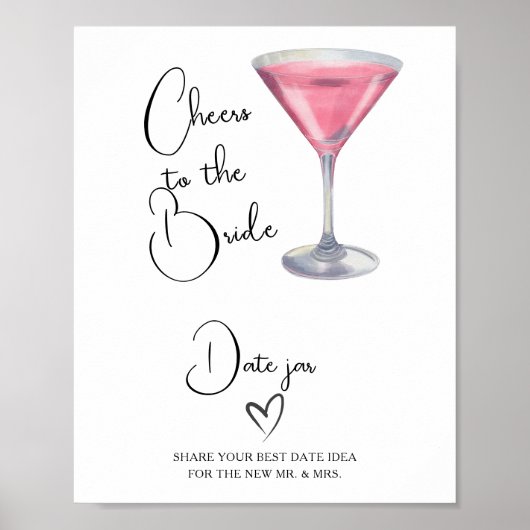 Roze cocktail Bruidsfeest Ideeen voor een date Poster (Voorkant)