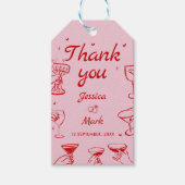 Roze Cocktail bruiloft Dank u Cadeaulabel (Voorkant)