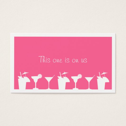 Roze cocktail bruiloft evenement aangepaste drink visitekaartjes (Voorkant)