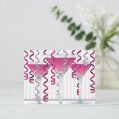 Roze cocktail en lint briefkaart (Staand voorkant)