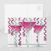 Roze cocktail en lint briefkaart (Voorkant / Achterkant)