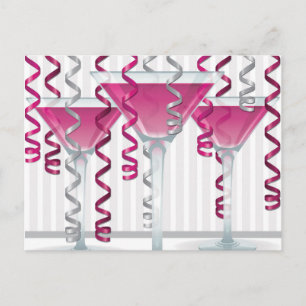 Roze cocktail en lint briefkaart