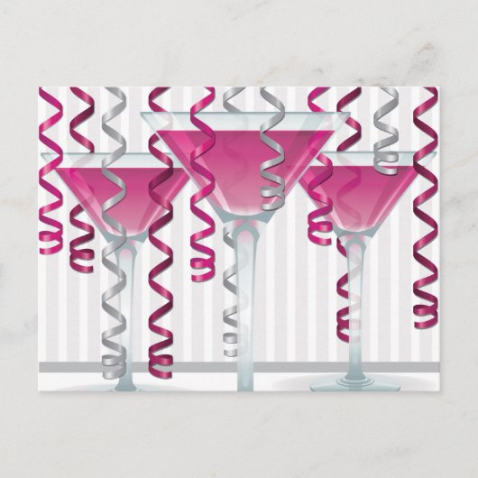 Roze cocktail en lint briefkaart (Voorkant)