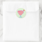 Roze cocktail Glass Ronde Sticker (Tas)