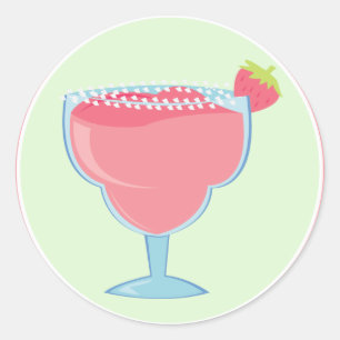 Roze cocktail Glass Ronde Sticker