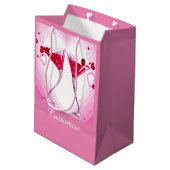 Roze cocktail Glasses Gift Bag Medium Cadeauzakje (Achterkant Gekanteld)