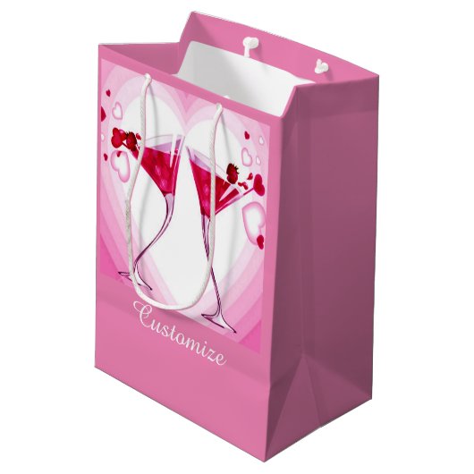 Roze cocktail Glasses Gift Bag Medium Cadeauzakje (Achterkant Gekanteld)