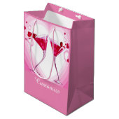 Roze cocktail Glasses Gift Bag Medium Cadeauzakje (Voorkant Gekanteld)