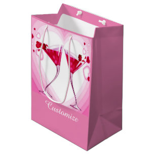 Roze cocktail Glasses Gift Bag Medium Cadeauzakje