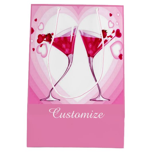 Roze cocktail Glasses Gift Bag Medium Cadeauzakje (Achterkant)