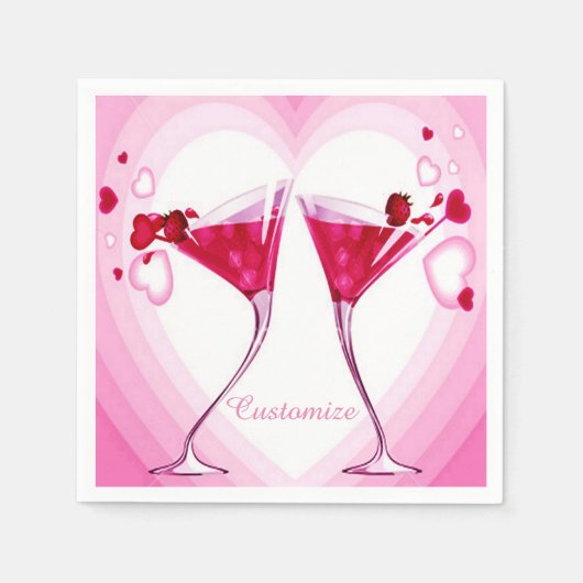 Roze cocktail Glasses Napkins Servetten (Voorkant)