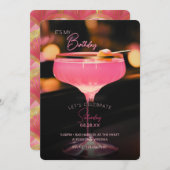 Roze cocktail, het is mijn verjaardag kaart (Voorkant / Achterkant)