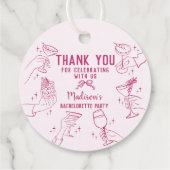 Roze Cocktail Party Bachelorette Dessert Bedankjes Labels (Achterkant)